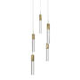 Avenue Lighting The Original Glacier 5 Light 12" Wide LED Crystal Multi Light Pendant with Snow Glass Shades Brushed Brass