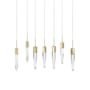 Avenue Lighting Aspen 7 Light 47" Wide LED Crystal Linear Pendant with Bubbled Crystal Shades Brushed Brass