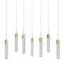 Avenue Lighting Boa 7 Light 47" Wide LED Crystal Linear Pendant with Rock-Studded Glass Shades Brushed Brass