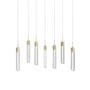 Avenue Lighting The Original Glacier 7 Light 47" Wide LED Crystal Linear Pendant with Bubbled Crystal Shades Brushed Brass