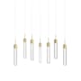Avenue Lighting The Original Glacier 7 Light 47" Wide LED Crystal Linear Pendant with Snow Glass Shades Brushed Brass