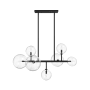 Avenue Lighting Delilah 7 Light 40" Wide Abstract Chandelier with Clear Glass Shades Black / Clear Glass