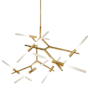 Avenue Lighting San Vicente Blvd. 14 Light 66" Wide LED Abstract Chandelier with Frosted Glass Shades Brushed Brass