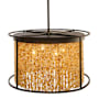 Avenue Lighting Soho 4 Light 24" Wide Drum Chandelier with Draped Moonstone Shade Dark Bronze / Natural Citrine Nuggets