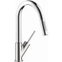 Axor Starck Prep Pull-Down Kitchen Faucet with Magnetic Docking Metal Spray Head and Joystick Handle - Engineered in Germany, Lifetime Warranty Chrome