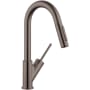 Axor Starck Prep Pull-Down Kitchen Faucet with Magnetic Docking Metal Spray Head and Joystick Handle - Engineered in Germany, Lifetime Warranty Brushed Black Chrome