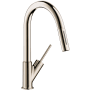 Axor Starck Prep Pull-Down Kitchen Faucet with Magnetic Docking Metal Spray Head and Joystick Handle - Engineered in Germany, Lifetime Warranty Polished Nickel