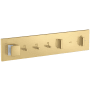 Axor ShowerComposition Thermostatic Valve Trim with Diverter, Volume Control and Integrated Hand Shower Holder for 3 Applications - Less Rough In Brushed Gold Optic