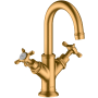 Axor Montreux 1.2 GPM Single Hole Small Bathroom Faucet with Drain Assembly - Engineered in Germany, Limited Lifetime Warranty Brushed Gold Optic