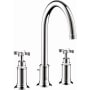 Axor Montreux 1.2 GPM Widespread Bathroom Faucet with Swivel Spout, Cross Handles and Drain Assembly - Engineered in Germany, Limited Lifetime Warranty Chrome