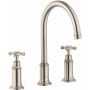 Axor Montreux 1.2 GPM Widespread Bathroom Faucet with Swivel Spout, Cross Handles and Drain Assembly - Engineered in Germany, Limited Lifetime Warranty Brushed Nickel