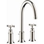Axor Montreux 1.2 GPM Widespread Bathroom Faucet with Swivel Spout, Cross Handles and Drain Assembly - Engineered in Germany, Limited Lifetime Warranty Polished Nickel