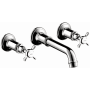Axor Montreux 1.2 GPM Wall Mounted Widespread Bathroom Faucet with Cross Handles Less Valve and Drain Assembly - Engineered in Germany, Limited Lifetime Warranty Chrome