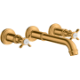 Axor Montreux 1.2 GPM Wall Mounted Widespread Bathroom Faucet with Cross Handles Less Valve and Drain Assembly - Engineered in Germany, Limited Lifetime Warranty Brushed Gold Optic