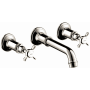 Axor Montreux 1.2 GPM Wall Mounted Widespread Bathroom Faucet with Cross Handles Less Valve and Drain Assembly - Engineered in Germany, Limited Lifetime Warranty Polished Nickel