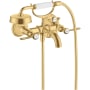 Axor Montreux Wall Mounted Tub Filler with Built-In Diverter and Lever Handles with Hand Shower - Engineered in Germany, Limited Lifetime Warranty Brushed Gold Optic