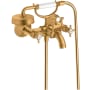Axor Montreux Wall Mounted Tub Filler with Built-In Diverter and Cross Handles with Hand Shower - Engineered in Germany, Limited Lifetime Warranty Brushed Gold Optic