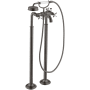 Axor Montreux Floor Mounted Tub Filler with Built-In Diverter and Cross Handles with Hand Shower - Engineered in Germany, Limited Lifetime Warranty Brushed Black Chrome