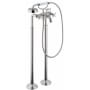 Axor Montreux Floor Mounted Tub Filler with Built-In Diverter and Cross Handles with Hand Shower - Engineered in Germany, Limited Lifetime Warranty Brushed Nickel