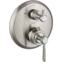 Axor Montreux Thermostatic Valve Trim with Integrated Volume Control Less Valve - Engineered in Germany, Limited Lifetime Warranty Brushed Nickel