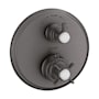 Axor Montreux Thermostatic Valve Trim Only with Cross Handle, Integrated Diverter and Volume Control for 2 Applications - Less Rough In Brushed Black Chrome
