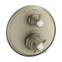 Axor Montreux Thermostatic Valve Trim Only with Cross Handle, Integrated Diverter and Volume Control for 2 Applications - Less Rough In Brushed Nickel