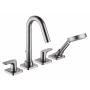 Axor Citterio M Deck Mounted Roman Tub with Built-In Diverter - Includes Hand Shower - Engineered in Germany, Limited Lifetime Warranty Brushed Nickel