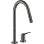 Axor Citterio M 2-Hole Pull-Down Kitchen Faucet with Magnetic Docking Metal Spray Head - Engineered in Germany, Limited Lifetime Warranty Brushed Black Chrome