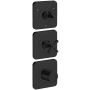 Axor Citterio E Three Function Thermostatic Valve Trim Only with Triple Knob/Lever/Cross Handles and Integrated Diverter Matte Black