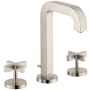 Axor Citterio 1.2 GPM Widespread Bathroom Faucet with Cross Handles and Drain Assembly - Engineered in Germany, Limited Lifetime Warranty Brushed Nickel