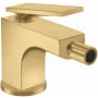 Axor Citterio 2.2 GPM Deck Mount Bidet Faucet with 1 Lever Handle and Pop-Up Drain Assembly Brushed Gold Optic
