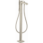 Axor Citterio Floor Mounted Tub Filler with Built-In Diverter and Rhombic Cut - Includes Hand Shower Brushed Nickel