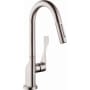 Axor Citterio Prep Pull-Down Kitchen Faucet with Magnetic Docking Metal Spray Head and Forward Rotating Handle - Engineered in Germany, Limited Lifetime Warranty Steel Optik