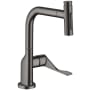 Axor Citterio 1.75 GPM 2-Spray Pull Out Kitchen Faucet with Select On/Off Push Button - Engineered in Germany, Limited Lifetime Warranty Brushed Black Chrome