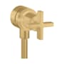 Axor Citterio Wall Supply Elbow with Integrated Volume Control and Shut-Off - Cross Handle Brushed Gold Optic
