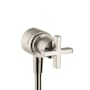 Axor Citterio Wall Supply Elbow with Integrated Volume Control and Shut-Off - Cross Handle Brushed Nickel