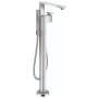 Axor Edge Floor Mounted Free Standing Tub Filler with Built-In Diverter and Hand Shower Less Rough In - Engineered in Germany, Limited Lifetime Warranty Chrome