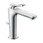 Axor Citterio C 1.2 GPM Single Hole Bathroom Faucet 125 with Cubic Cut Handles, Cool Start and Pop-Up Drain Assembly Chrome