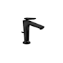 Axor Citterio C 1.2 GPM Single Hole Bathroom Faucet 125 with Cubic Cut Handles, Cool Start and Pop-Up Drain Assembly Matte Black