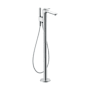 Axor Citterio C Floor Mounted Tub Filler with Built-In Diverter, Hand Shower and Cubic Cut Handle - Less Rough In Chrome