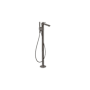 Axor Citterio C Floor Mounted Tub Filler with Built-In Diverter, Hand Shower and Cubic Cut Handle - Less Rough In Brushed Black Chrome