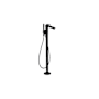 Axor Citterio C Floor Mounted Tub Filler with Built-In Diverter, Hand Shower and Cubic Cut Handle - Less Rough In Matte Black