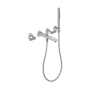Axor Citterio C 2 Handle Wall Mounted Tub Filler with Built-In Diverter, Hand Shower and Cubic Cut Handles - Less Rough In Chrome