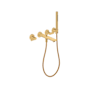 Axor Citterio C 2 Handle Wall Mounted Tub Filler with Built-In Diverter, Hand Shower and Cubic Cut Handles - Less Rough In Brushed Gold Optic