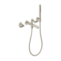 Axor Citterio C 2 Handle Wall Mounted Tub Filler with Built-In Diverter, Hand Shower and Cubic Cut Handles - Less Rough In Polished Nickel