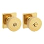 Baldwin Contemporary Single Cylinder Keyed Entry Door Knob Set with Square Rose and Emergency Exit Function Lifetime Polished Brass
