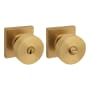 Baldwin Contemporary Single Cylinder Keyed Entry Door Knob Set with Square Rose and Emergency Exit Function Vintage Brass