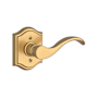 Baldwin Curve Right Handed Non-Turning One-Sided Dummy Door Lever with Arch Rose Lifetime Satin Brass