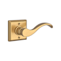 Baldwin Curve Right Handed Non-Turning One-Sided Dummy Door Lever with Square Rose Lifetime Satin Brass