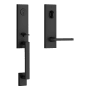 Baldwin Seattle One Piece SmartKey Single Cylinder Keyed Entry Handleset with Square Lever and Emergency Egress Function from the Reserve Collection Satin Black
